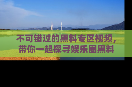 不可错过的黑料专区视频,带你一起探寻娱乐圈黑料